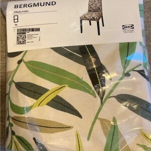 IKEA FÄGELFORS Chair Cover in Classic White & green leaves